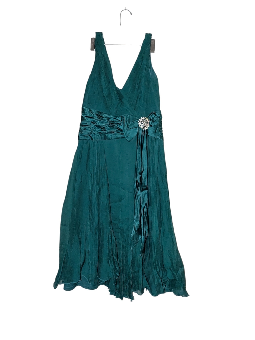 Tadashi Collection Green Cocktail Evening Dress with Brooch Detail Size 10